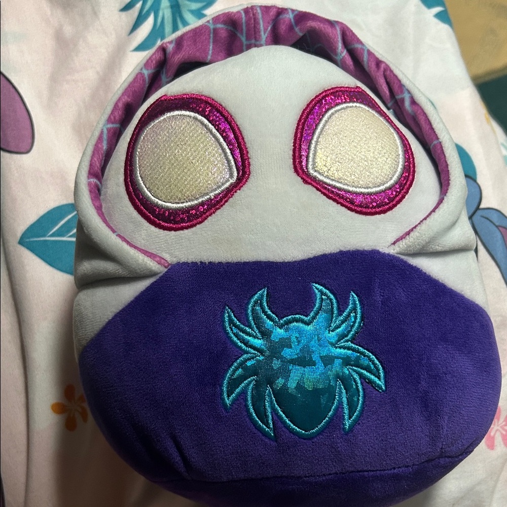 Ghost Spider Plush Toy with Purple and Blue Design